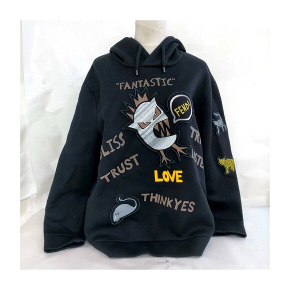$1978 Authentic FENDI Roma Made in ITALY Unisex Black Sweat Hoodies Sz.54 IT - Picture 1 of 12